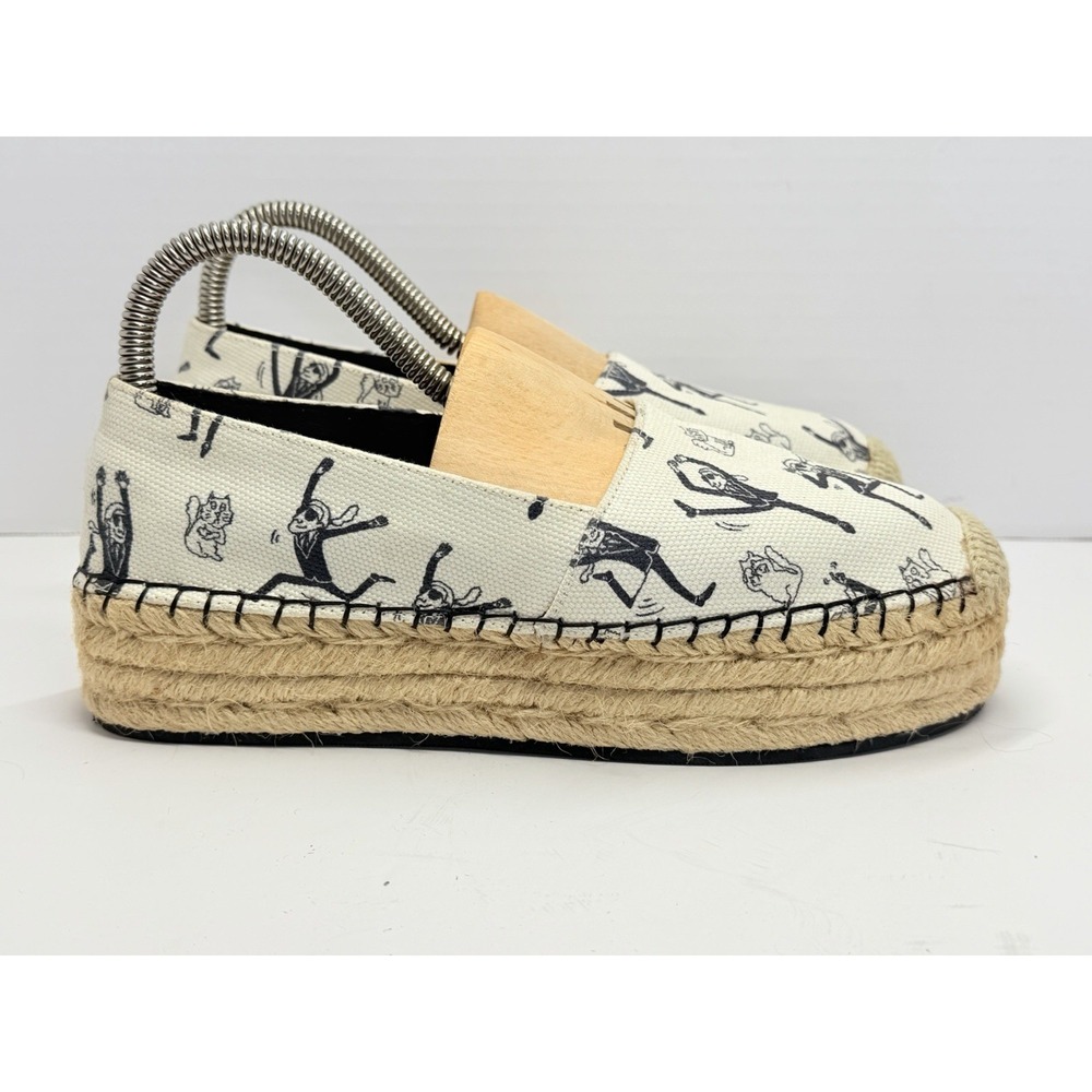 Karl Lagerfeld Paris Antibes7 Women 6.5 Cream Canvas Platform Espadrilles